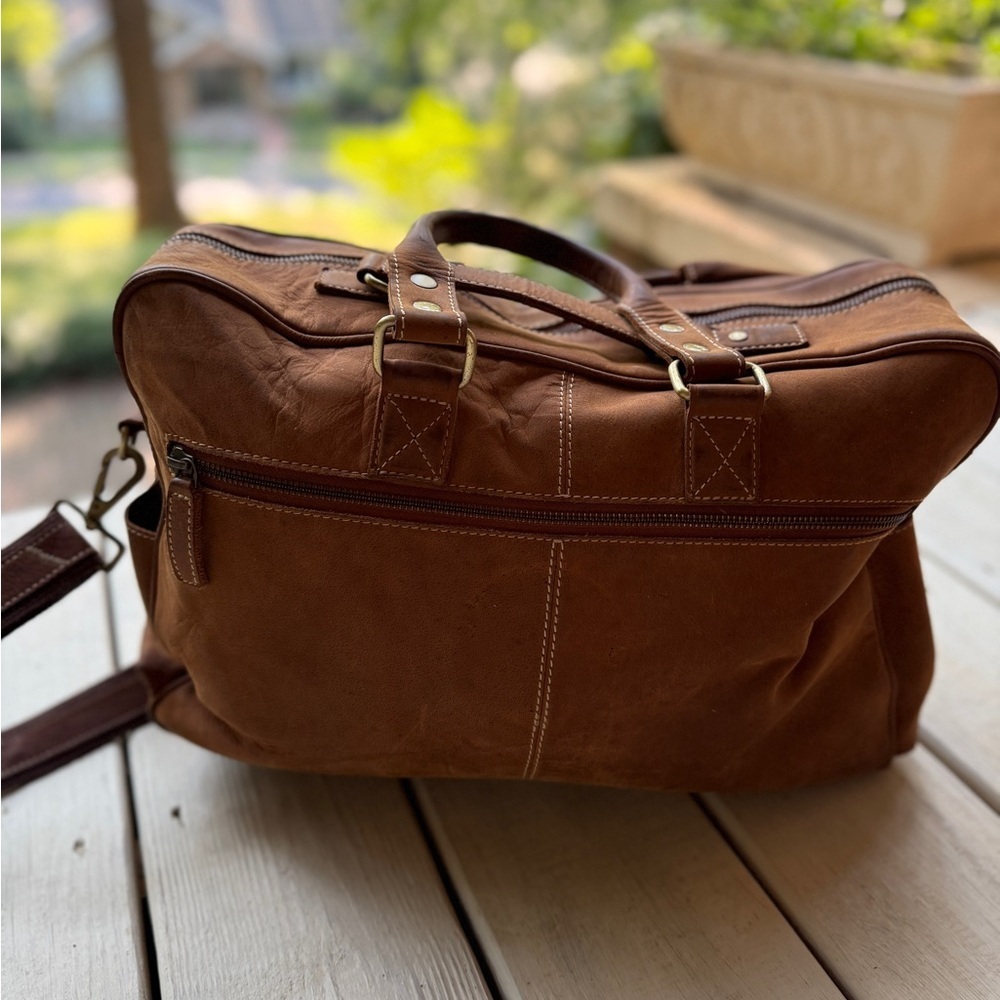 Unbranded Chocolate Brown Suede Leather Genuine Dispatch Travel Bag. 16X11X9 - Picture 7 of 9